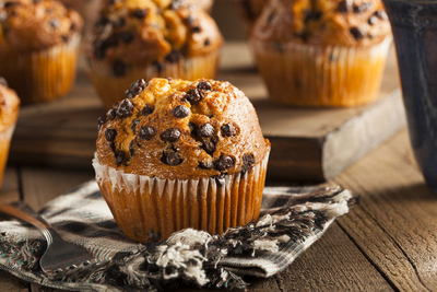 Homemade Chocolate Chip Muffins A delicious and fluffy chocolate chip muffin. A great treat for breakfast or a snack.