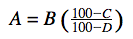 Equation for determining the amount of protein in flour.