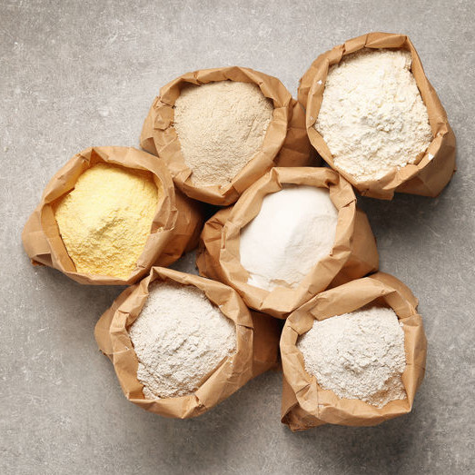 Grain-based flours Grain-based flours are powders produced by reducing grains to small particle sizes.