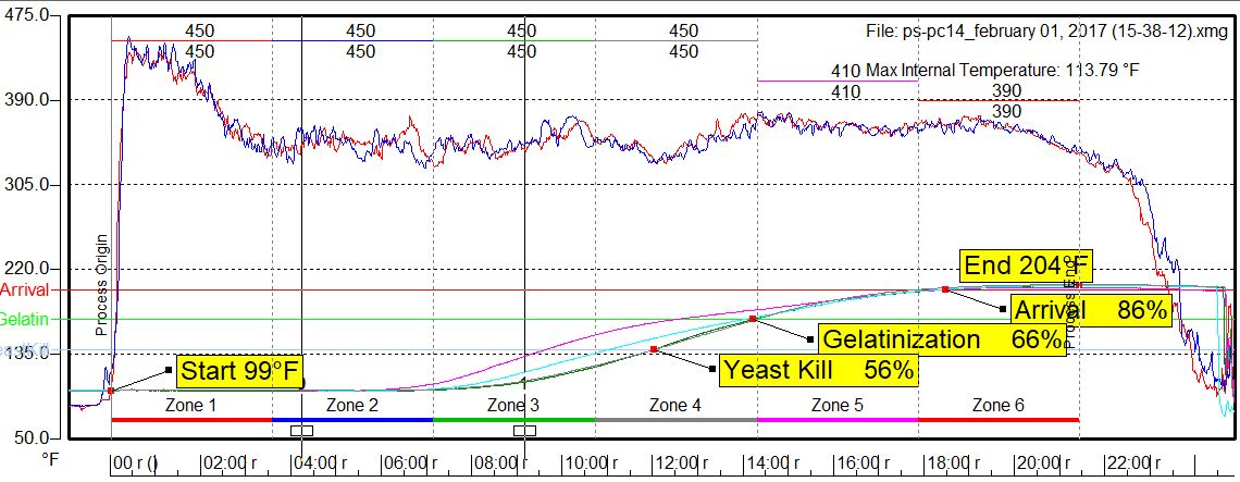 Profile Data showing key milestones in the baking process.