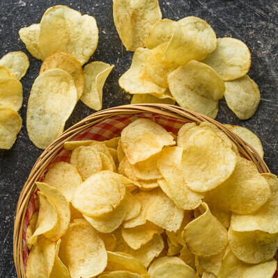 Particle Size Chips are snack products which can be made from either cereals or tubers, such as corn or potatoes.