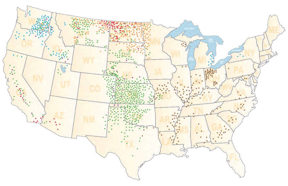 Geographical location of wheat